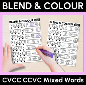 Blend & Colour - Mixed CVCC CCVC Words Blending Worksheets