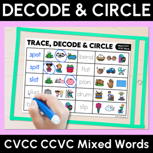 Trace, Decode & Circle - Mixed CVCC CCVC Words - Decodable Word Mats