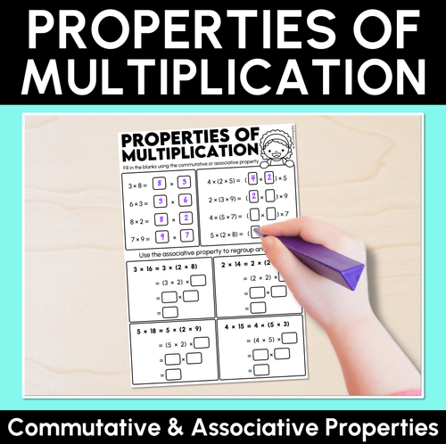 Resource preview 1 for Properties of Multiplication - Commutative & Associate Property Worksheets