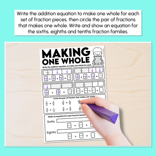 Resource preview 2 for Fractions as One Whole - Making One Whole Fractions Worksheets
