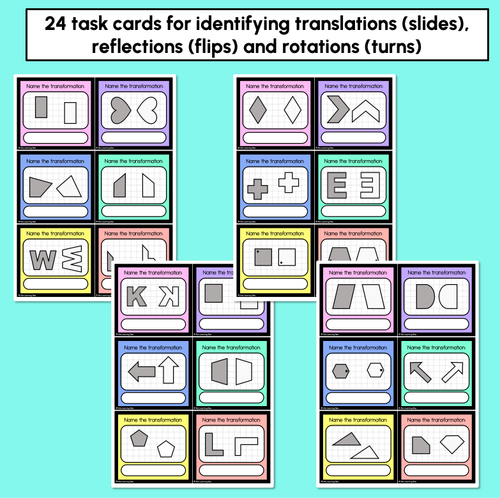 Resource preview 2 for 2D Shape Transformations Task Cards - Slide, Flip or Turn