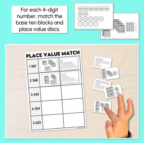 Resource preview 2 for Place Value - 4-Digit Numbers - Cut & Paste Matching Worksheet