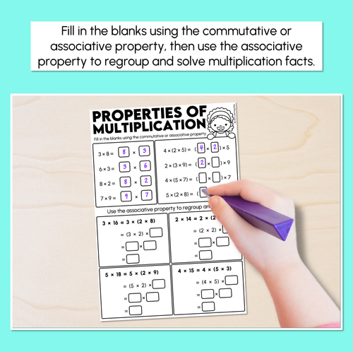 Resource preview 2 for Properties of Multiplication - Commutative & Associate Property Worksheets