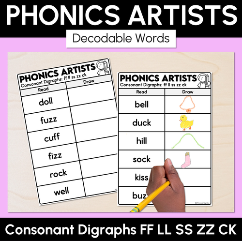 Resource preview 4 for Phonics Artists - Consonant Digraphs Decodable Words & Sentences Complete Bundle
