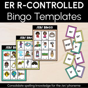 ER R-Controlled SOUND BINGO - Ways to spell the /er/ phoneme