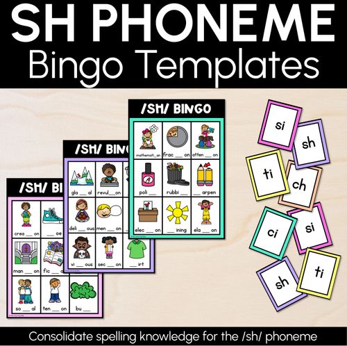 Resource preview 1 for SH SOUND BINGO - Ways to spell the /sh/ phoneme