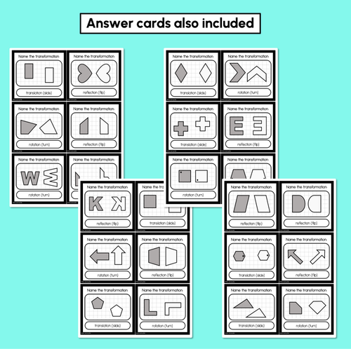 Resource preview 3 for 2D Shape Transformations Task Cards - Slide, Flip or Turn