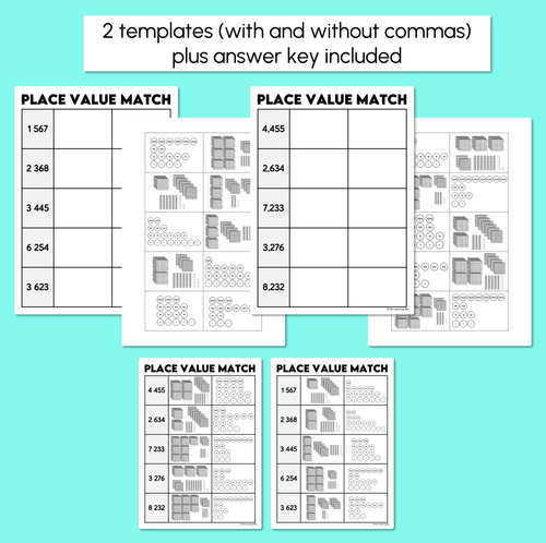 Resource preview 3 for Place Value - 4-Digit Numbers - Cut & Paste Matching Worksheet