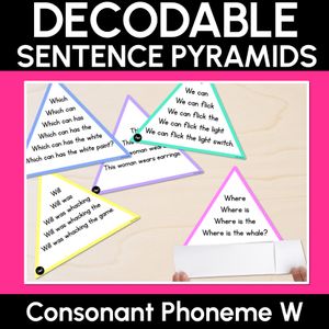 CONSONANT PHONEME W WORDS - Decodable Sentence Pyramids - Phonics Fluency