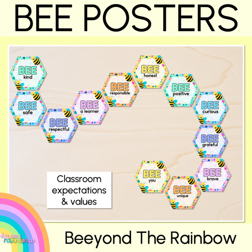 Resource preview 1 for Bee Posters- The Kasey Rainbow Collection - Classroom Values & Expectations