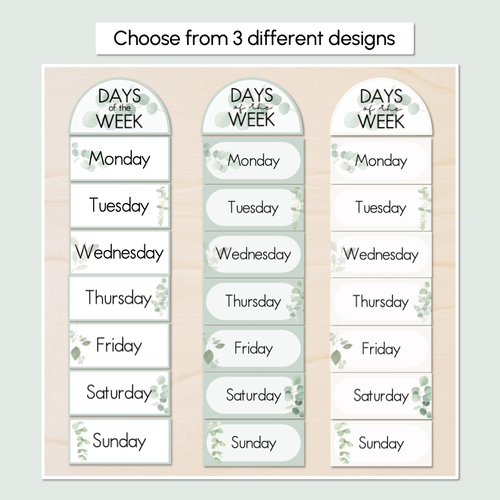 Resource preview 2 for Days of the Week - The Eucalyptus Edit - Eucalyptus Classroom Decor
