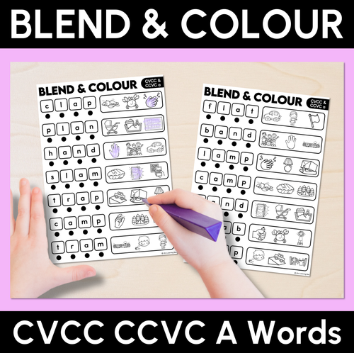 Resource preview 11 for Blend & Colour - CVC CVCC CCVC Words Blending Worksheets Bundle