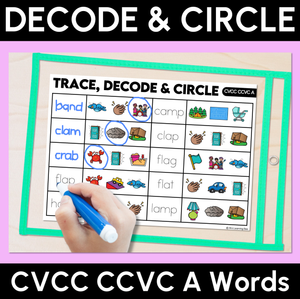 Trace, Decode & Circle - CVCC CCVC A Words - Decodable Word Mats