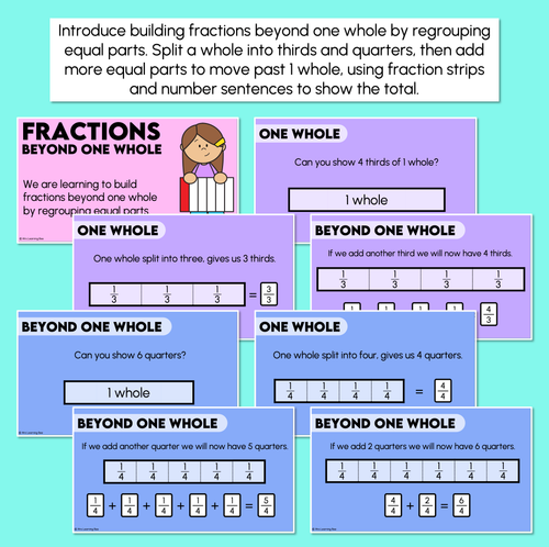 Resource preview 2 for Fractions Beyond One Whole - Building Fractions Teaching Slides