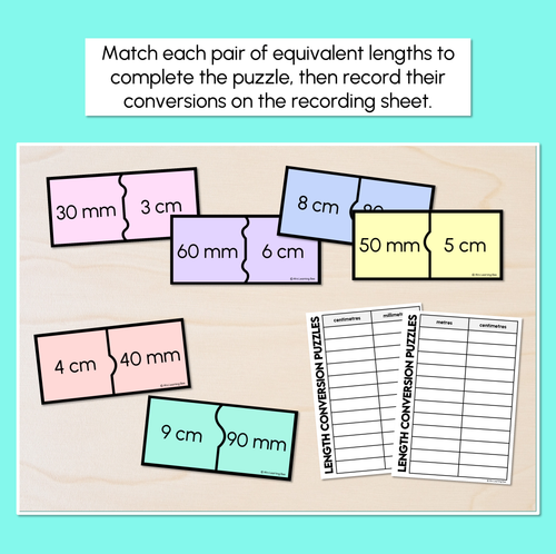 Resource preview 2 for Converting Length - Millimetres, Centimetres and Metres Conversion Puzzles