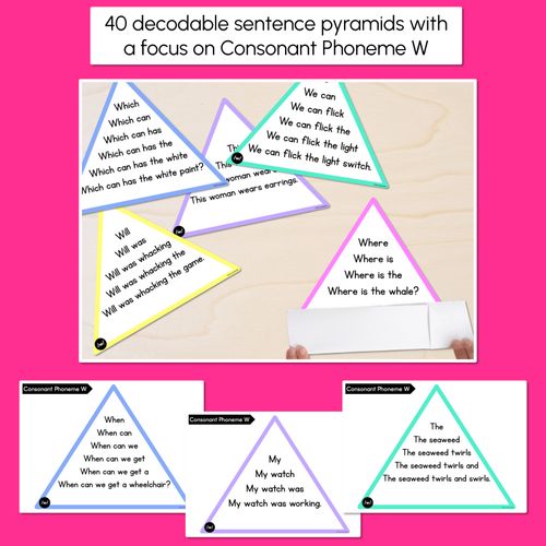 Resource preview 2 for CONSONANT PHONEME W WORDS - Decodable Sentence Pyramids - Phonics Fluency