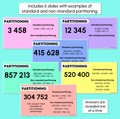 Resource preview 3 for Non-standard Partitioning - 5-Digit & 6-Digit Numbers - Digital Slides