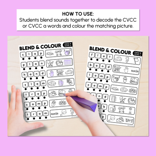 Resource preview 2 for Blend & Colour - CVCC CCVC A Words Blending Worksheets