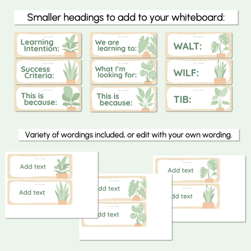 Resource preview 3 for Learning Intentions & Success Criteria - LISC Posters - Greenhouse Collection - Natural Classroom Decor