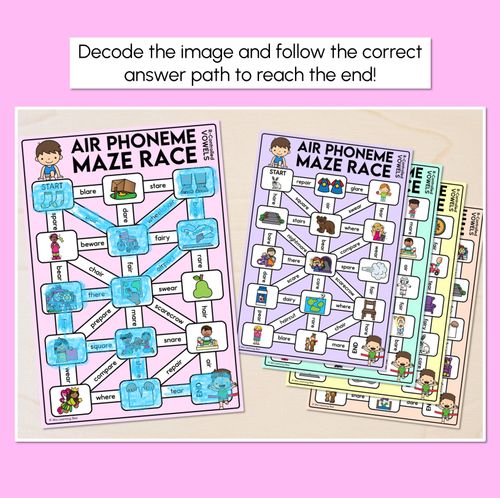 Resource preview 2 for R-Controlled AIR Words Maze Race - R-Controlled Vowel AIR Words Mats