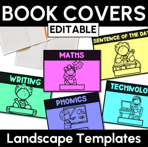 Editable Book Covers - LANDSCAPE - Back to School Classroom Organisation