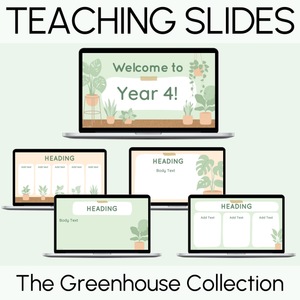 Editable Teaching Slides - - The Greenhouse Collection - Natural Classroom Decor