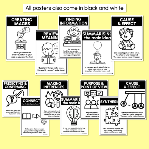 Resource preview 5 for Rainbow Reading Comprehension Strategies Posters - Rainbow Classroom Decor
