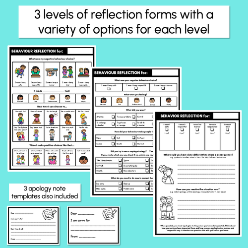 Resource preview 2 for Behaviour Consequence Reflection Forms - Positive & Negative Behaviour Choices