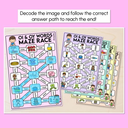 Resource preview 2 for Diphthong OI OY Words Maze Race - Diphthong OI OY Words Mats