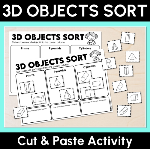 Resource preview 1 for 3D Objects Sort – Cut and Paste Activity