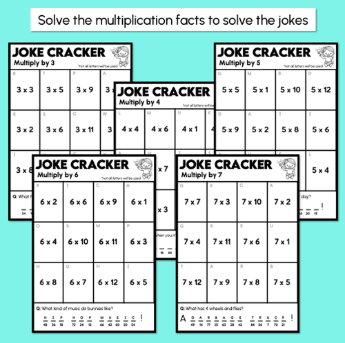 Resource preview 2 for Joke Code Cracker - Multiplication Facts x3 to x12 - Times Table Worksheets
