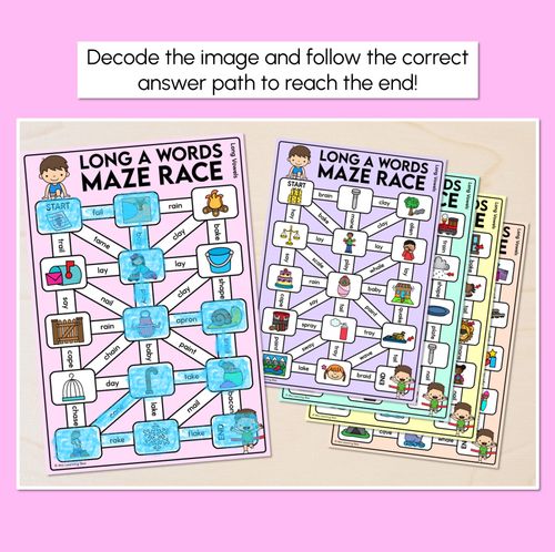 Resource preview 2 for Long Vowel A Words Maze Race - Long Vowel A Words Mats