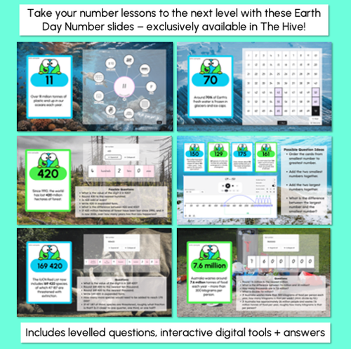 Resource preview 6 for Colour By Code Earth Day Themed - Addition, Subtraction, Multiplication, Place Value
