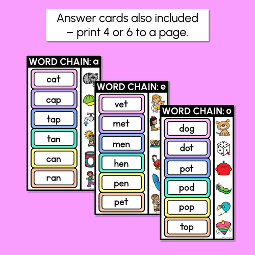 Resource preview 5 for CVC Word Chains for Beginning and End Sounds