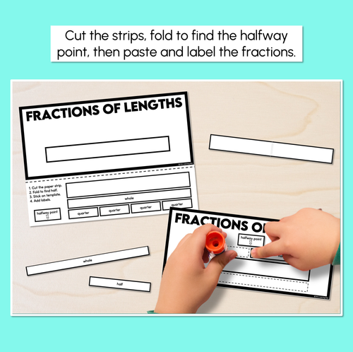 Resource preview 2 for Labelling Fractions of Length - Halves, Quarters, Eighths Worksheet