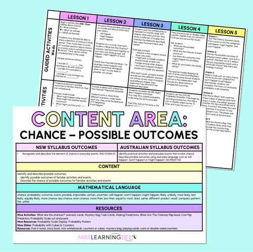 Resource preview 13 for Possible Outcomes - Grade 1 & 2 Unit of Work