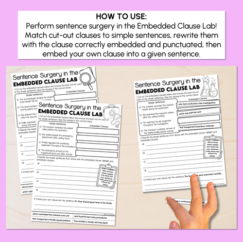 Resource preview 2 for Improving Sentences with Embedded Clauses Activity