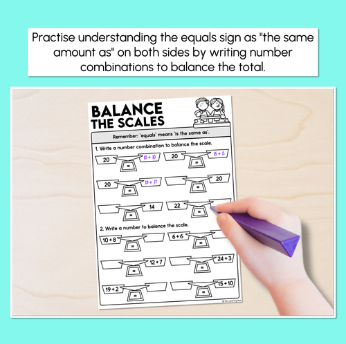 Resource preview 2 for Equality Number Sentences - Balance the Scales Worksheets