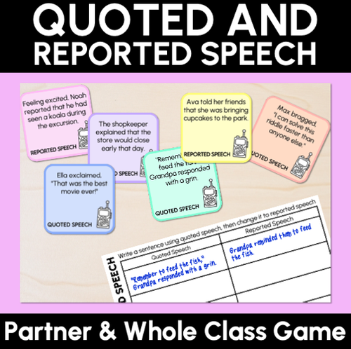 Resource preview 1 for Quoted & Reported Speech - Partner or Class Game