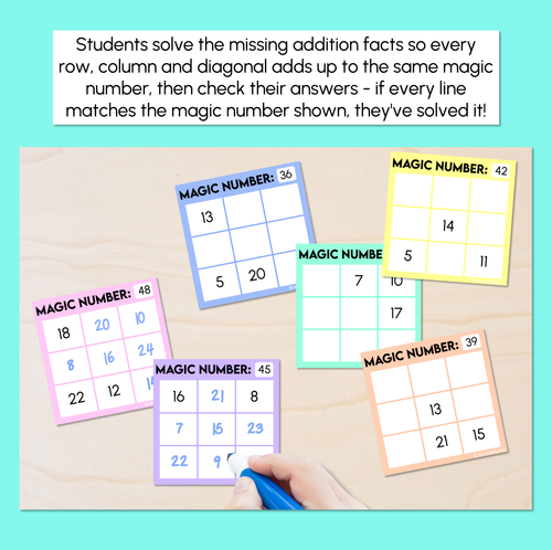 Resource preview 2 for Magic Squares - Addition to 50 - Task Cards