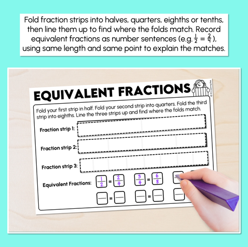 Resource preview 2 for Equivalent Fractions - Halves, Quarters, Eighths, Tenths Activity