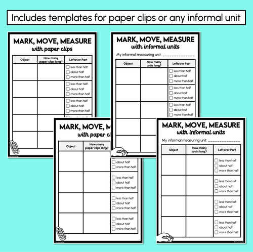 Resource preview 3 for Mark, Move, Measure - Length Recording Templates