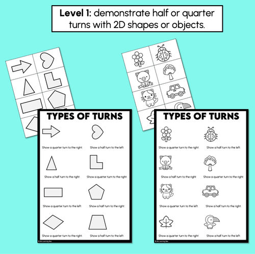 Resource preview 2 for Types of Turns - Half, Quarter & Full Turn Cut & Paste Printables