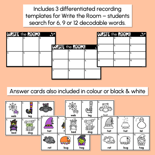 Resource preview 5 for Halloween Scoot - Halloween-Themed Read the Room & Write the Room - CVC Words