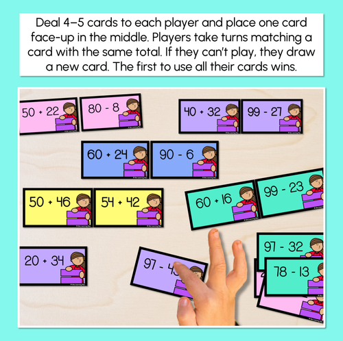 Resource preview 2 for Equal Sums - 2-Digit & 3-Digit Numbers Matching Sums Task Cards