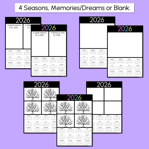 Resource preview 5 for 2026 Calendar Templates - End of Year Gifts for Parents & Students