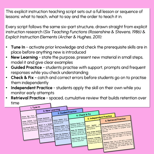 Resource preview 2 for Understanding Simple Sentences - Explicit Instruction Teaching Script - Year 1 & 2 Simple Sentences