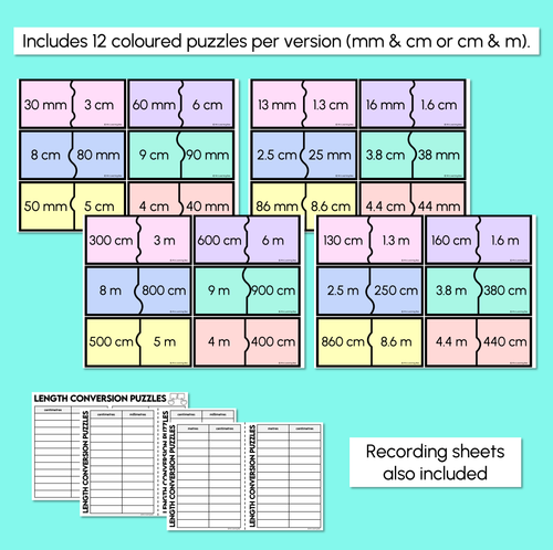 Resource preview 3 for Converting Length - Millimetres, Centimetres and Metres Conversion Puzzles