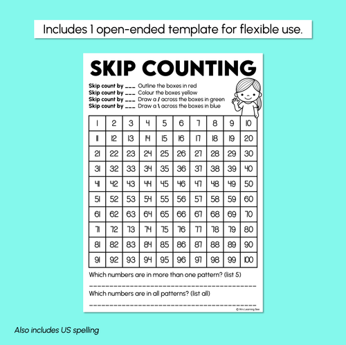 Resource preview 4 for Skip Counting - Skip Counting to 100 - Printables