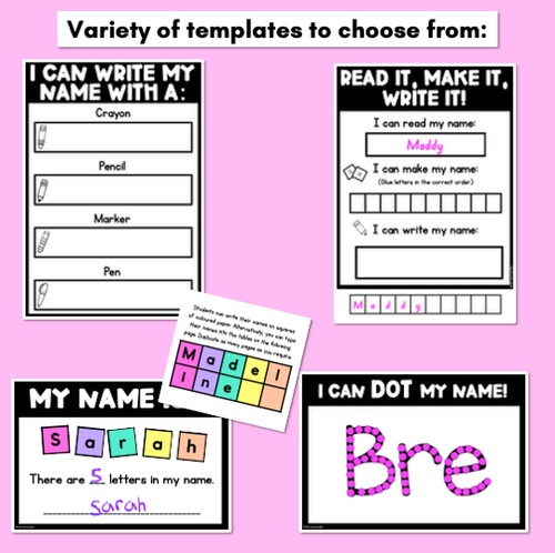 Resource preview 2 for Name Writing Practice Pages - EDITABLE Name Practice Templates